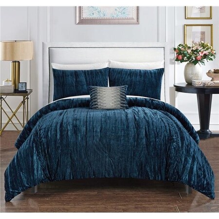 Chic Home Chic Home BCS12517-BIB-US 8 Piece Jaydalee Comforter Set - Navy; King Size BCS12517-BIB-US